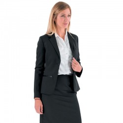 Veste Pistou noir à manches longues photo portée par une femme vue de face zoomé