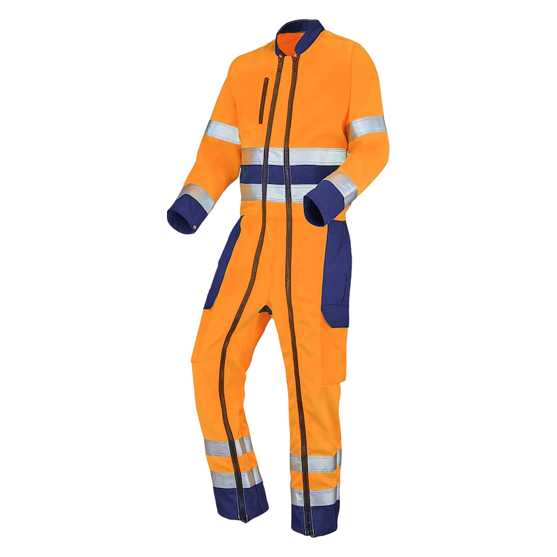 Combinaison 2 zip Fluo Base XP Orange Fluo / Bleu Marine - Cepovett Safety