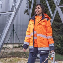 Parka Haute Visibilité Orange Fluo / Navy  Arc electrique Classe 2 Ione Cepovett Safety