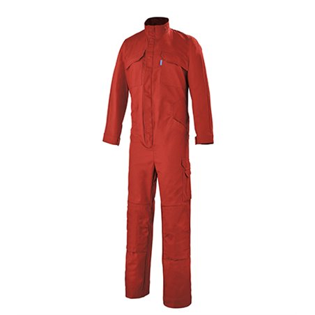 Combinaison de travail 1 zip protection genoux KROSS LINE photo produit vue de devant couleur rouge